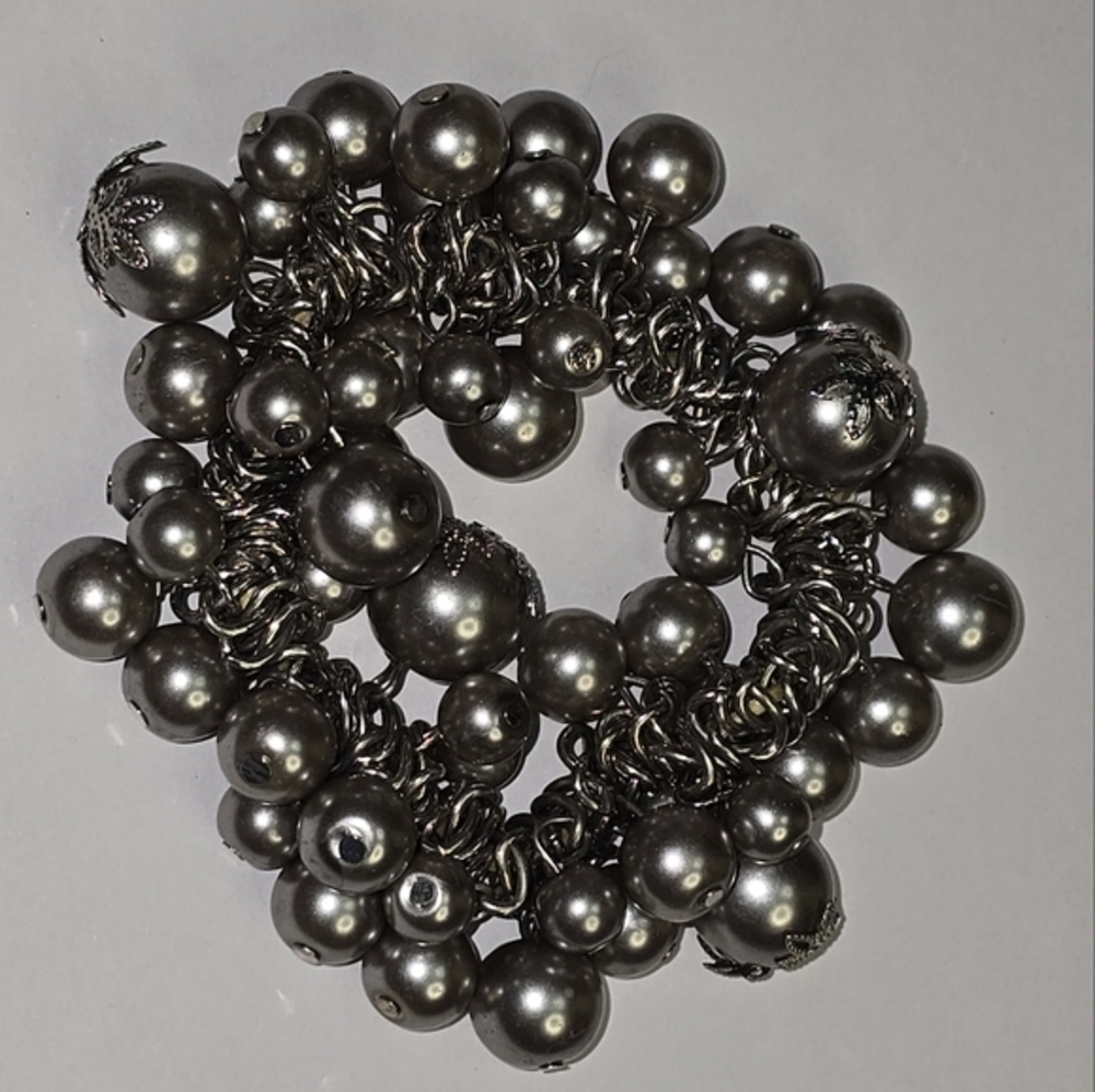 Treska Silver Ball Beaded Charm Stretch Bracelet